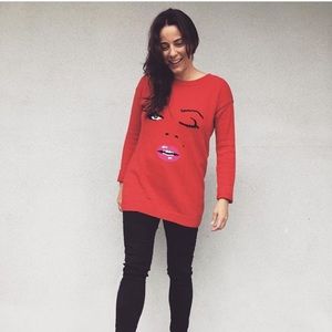 Betsey Johnson red wink sweater. Medium.